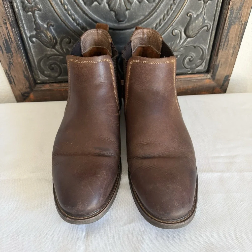 Florsheim Chalet Gore Brown Leather Chelsea Slip On Boots Mens 10 Wide 11964-215